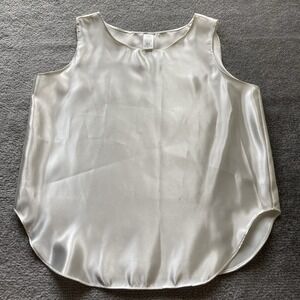 Hosanna Blouse Women's M White Crewneck Sleeveless Lined Tank Top Holiday Casual